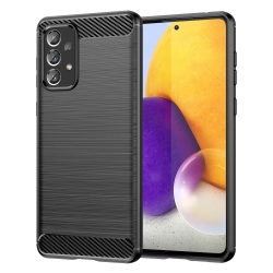HURTEL Elastyczne etui pokrowiec na Samsung Galaxy A73 Carbon Case - czarny