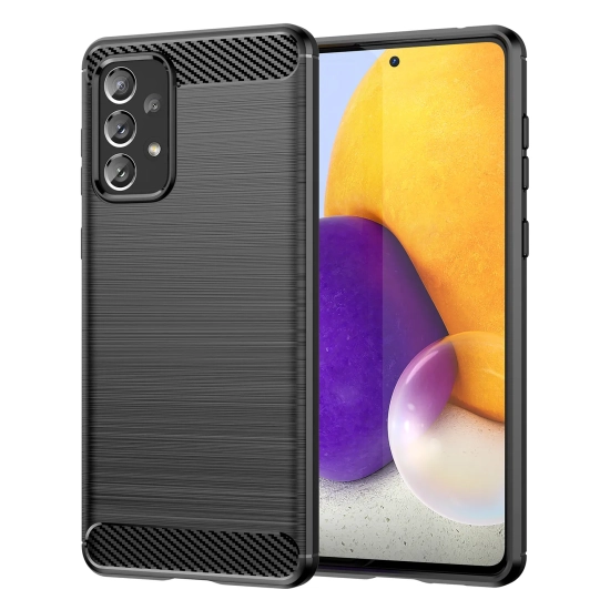 HURTEL Elastyczne etui pokrowiec na Samsung Galaxy A73 Carbon Case - czarny