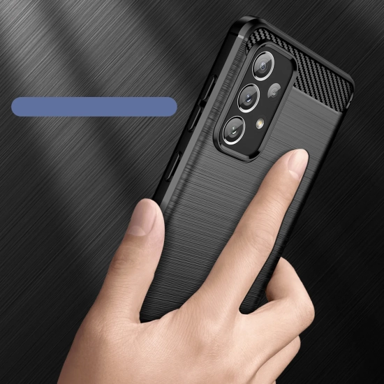 HURTEL Elastyczne etui pokrowiec na Samsung Galaxy A73 Carbon Case - czarny