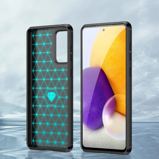 HURTEL Elastyczne etui pokrowiec na Samsung Galaxy A73 Carbon Case - czarny