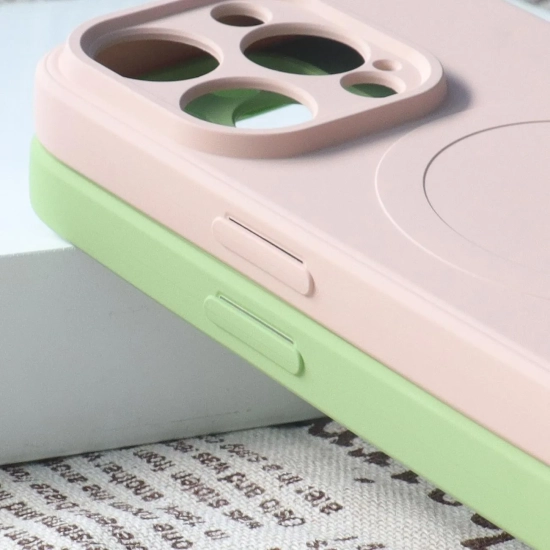 HURTEL Silikonowe etui z MagSafe do iPhone 15 Plus Silicone Case kremowe