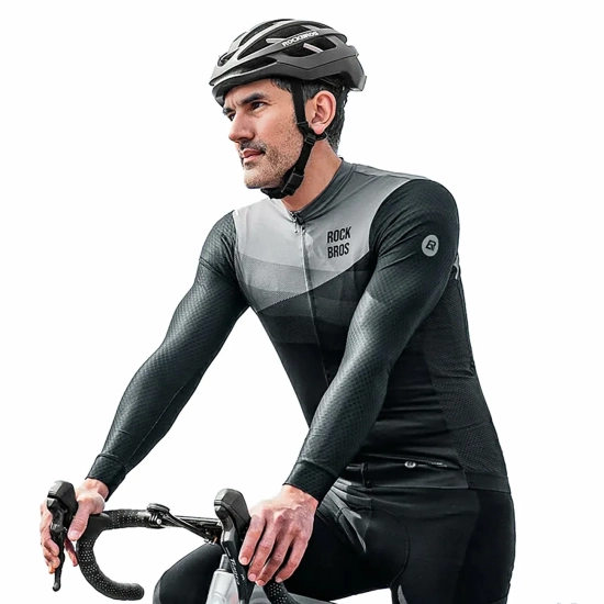 ROCKBROS Koszulka kolarska rowerowa z długim rękawem wiosna/lato L - czarna