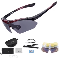ROCKBROS Okulary rowerowe polaryzujące 10001 - ZESTAW czarno-czerwone