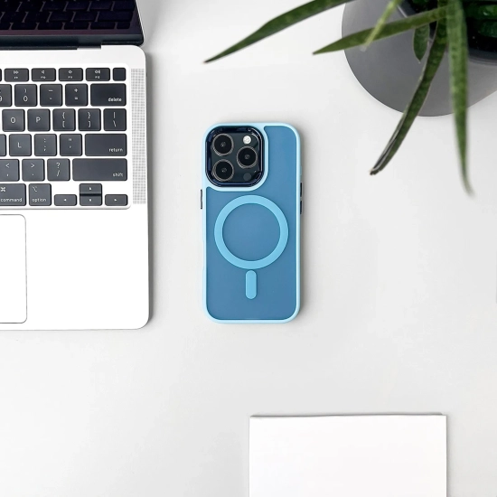 HURTEL Etui case na iPhone 16 Magnetic Collection MagSafe - jasnoniebieski