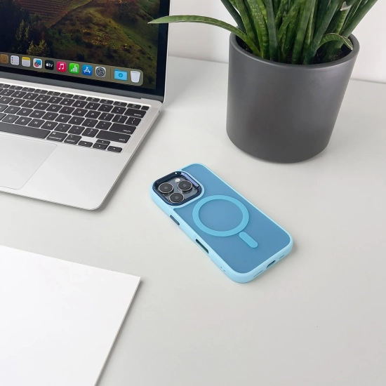 HURTEL Etui case na iPhone 16 Magnetic Collection MagSafe - jasnoniebieski
