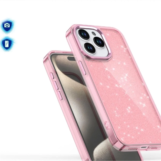 HURTEL Etui pokrowiec na iPhone 16 Pro Glitter Case - różowe z brokatem