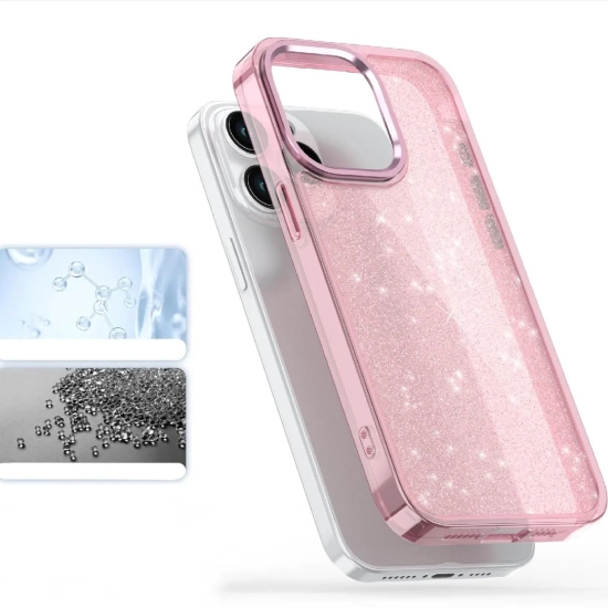 HURTEL Etui pokrowiec na iPhone 16 Pro Glitter Case - różowe z brokatem