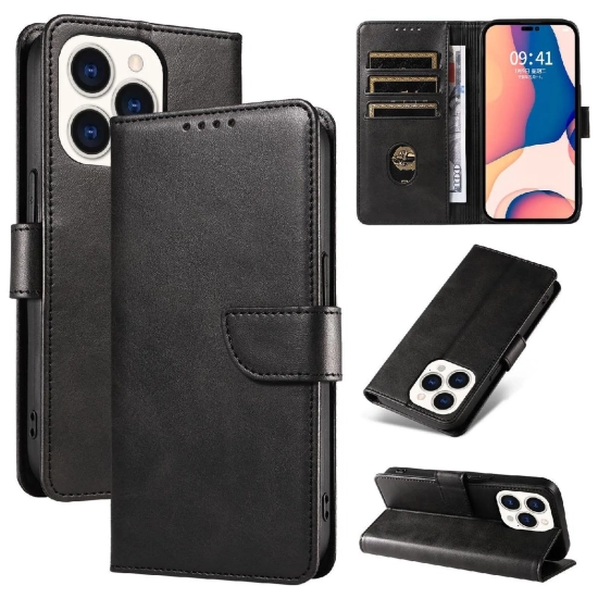 HURTEL Etui pokrowiec na iPhone 16 Pro Leather Book Case - czarny