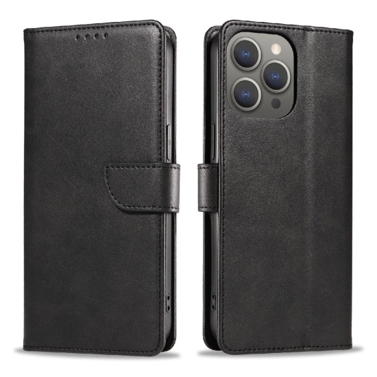 HURTEL Etui pokrowiec na iPhone 16 Pro Max Leather Book Case - czarny