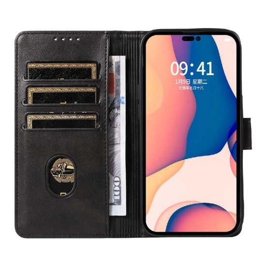 HURTEL Etui pokrowiec na iPhone 16 Pro Max Leather Book Case - czarny