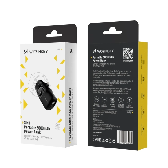 Powerbank Wozinsky WF16-YLS 5000mAh 15W Lightning czarny