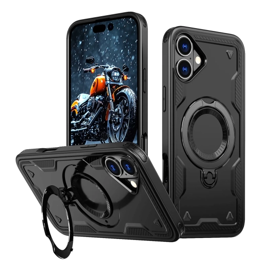 HURTEL Etui pokrowiec na iPhone 16 Hybrid Armor Trendy MagSafe - czarny