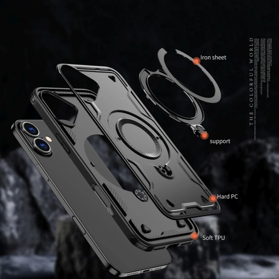 HURTEL Etui pokrowiec na iPhone 16 Hybrid Armor Trendy MagSafe - czarny