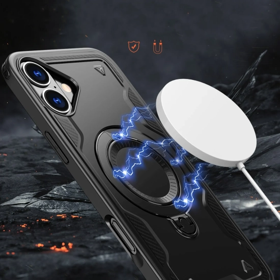 HURTEL Etui pokrowiec na iPhone 16 Hybrid Armor Trendy MagSafe - czarny