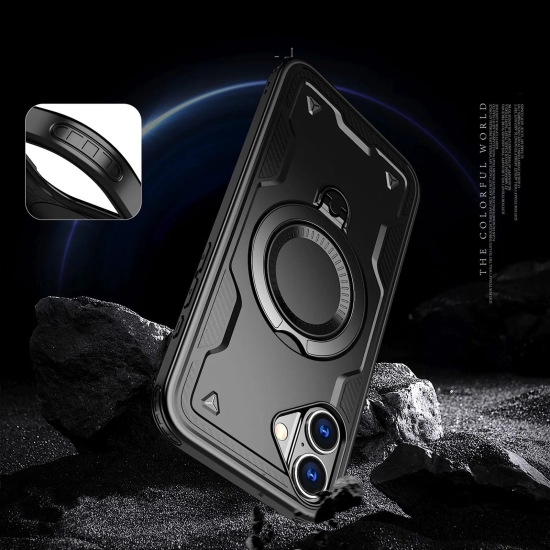 HURTEL Etui pokrowiec na iPhone 16 Hybrid Armor Trendy MagSafe - czarny