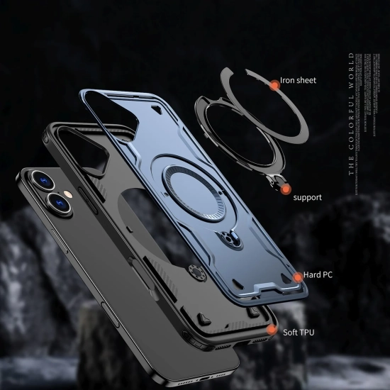 HURTEL Etui pokrowiec na iPhone 16 Hybrid Armor Trendy MagSafe - niebieski