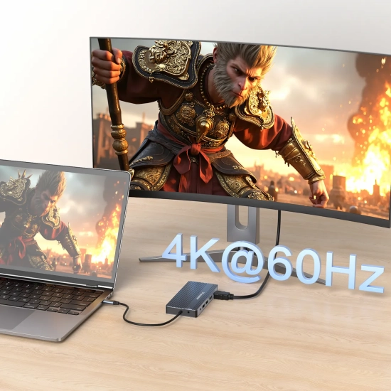 WOZINSKY 14w1 HUB do 3 monitorów USB-A USB-C DisplayPort HDMI RJ45 SD TF