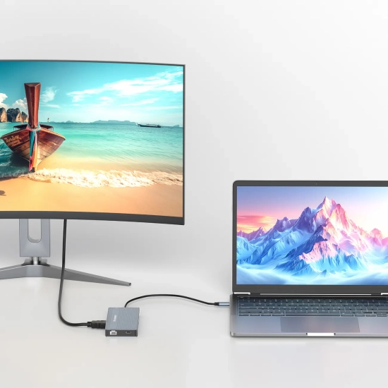 WOZINSKY 14w1 HUB do 3 monitorów USB-A USB-C DisplayPort HDMI RJ45 SD TF