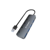 WOZINSKY Hub rozdzielacz 4x USB-A z włącznikami aluminiowy - szary
