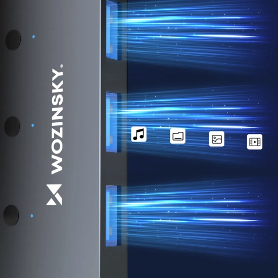 WOZINSKY Hub rozdzielacz 4x USB-A z włącznikami aluminiowy - szary
