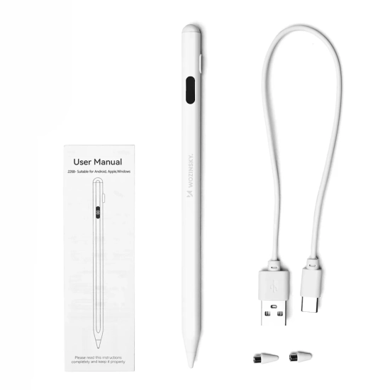 WOZINSKY Rysik aktywny Stylus uniwersalny do Android i iOS USB-C - biały