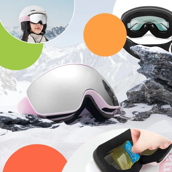 Qunature Gogle narciarskie dziecięce nieparujące UV400 M/L - różowe
