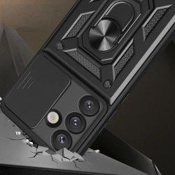 HURTEL Etui pancerne z osłoną aparatu ringiem do Samsung Galaxy S25 Hybrid