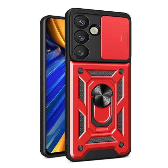 HURTEL Etui pancerne z osłoną aparatu ringiem do Samsung Galaxy S25 Hybrid