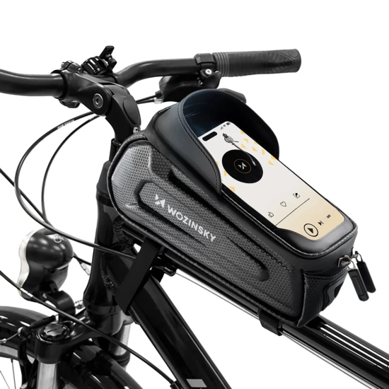 WOZINSKY Torba sakwa rowerowa na ramę pancerna z kieszonką na telefon 1.7