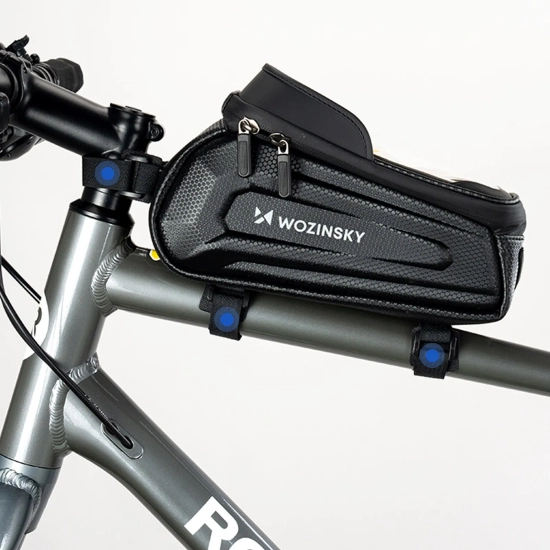 WOZINSKY Torba sakwa rowerowa na ramę pancerna z kieszonką na telefon 1.7