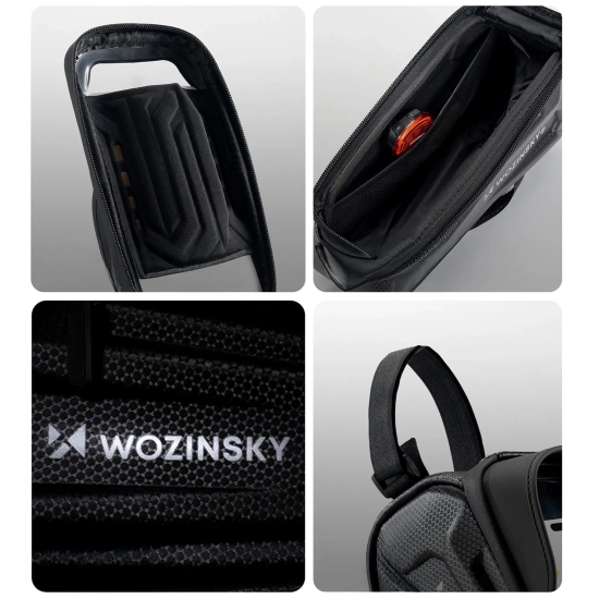 WOZINSKY Torba sakwa rowerowa na ramę pancerna z kieszonką na telefon 1.7