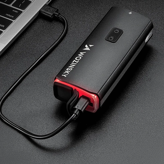 WOZINSKY Lampka rowerowa przednia z kablem USB-C 3000 lm - czarna