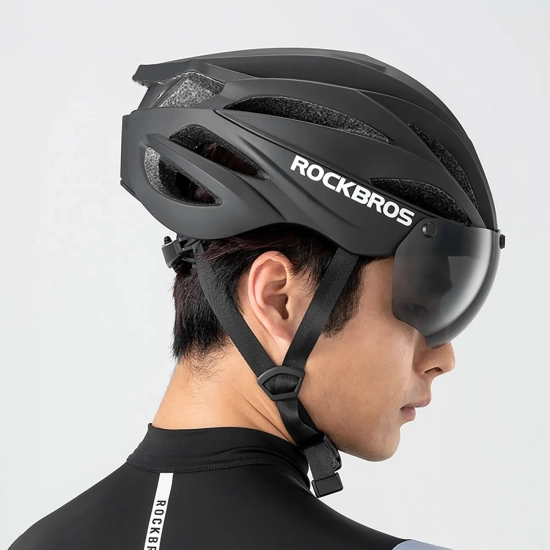 ROCKBROS Kask rowerowy z szybką odpinanymi okularami z filtrem UV unisex