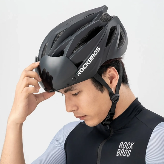 ROCKBROS Kask rowerowy z szybką odpinanymi okularami z filtrem UV unisex