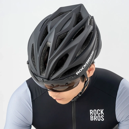 ROCKBROS Kask rowerowy z szybką odpinanymi okularami z filtrem UV unisex