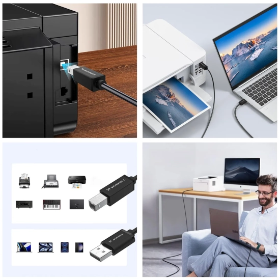 WOZINSKY Kabel przewód do drukarki skanera USB-B - USB-A 480Mb/s 2m