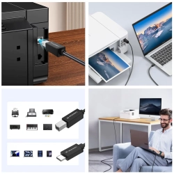 WOZINSKY Kabel przewód do skanera drukarki USB-B - USB-C 2m - czarny