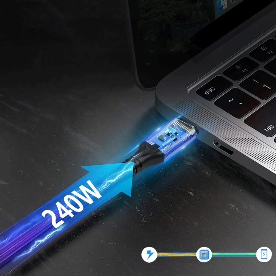 WOZINSKY Kabel przewód USB-C Thunderbolt 4 240W 2m 4K - czarny