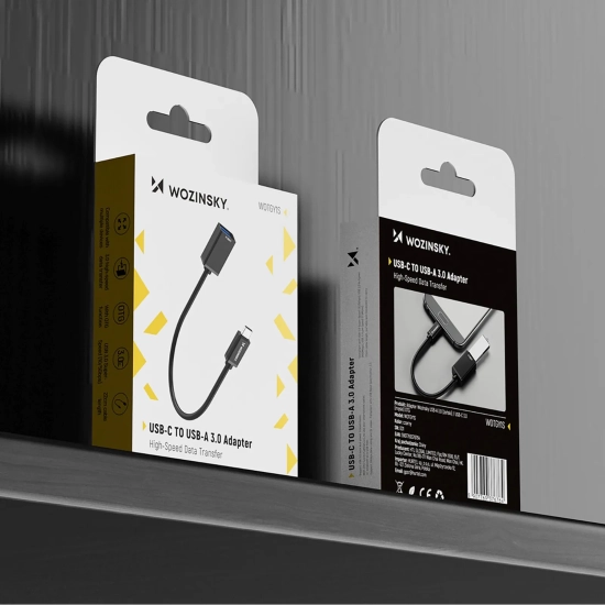 WOZINSKY Adapter przejściówka USB-C (męski) - USB-A (żeński) OTG - czarny