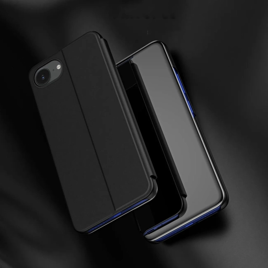 HURTEL Etui pokrowiec z klapką na iPhone 16e Clear View Case - czarny