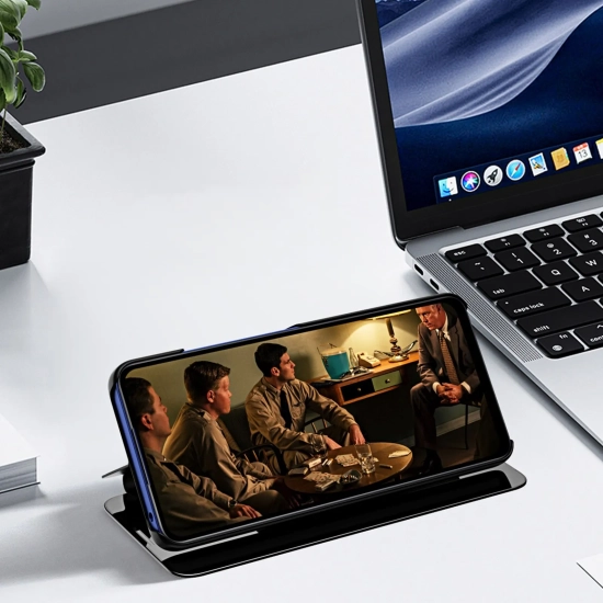 HURTEL Etui pokrowiec z klapką na iPhone 16e Clear View Case - niebieski