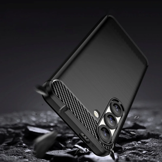 HURTEL Etui silikonowe na Samsung Galaxy S25 Edge Carbon Case - czarne