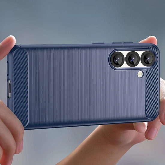 HURTEL Etui silikonowe na Samsung Galaxy S25 Edge Carbon Case - niebieskie