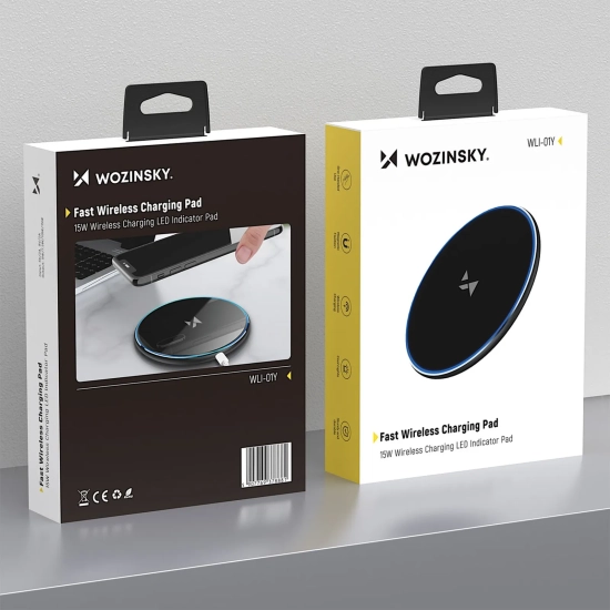 WOZINSKY Ładowarka indukcyjna bezprzewodowa Qi z kablem USB-C 15W - czarny