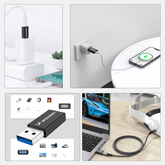 WOZINSKY Adapter przejściówka USB-A - USB-C OTG - czarny