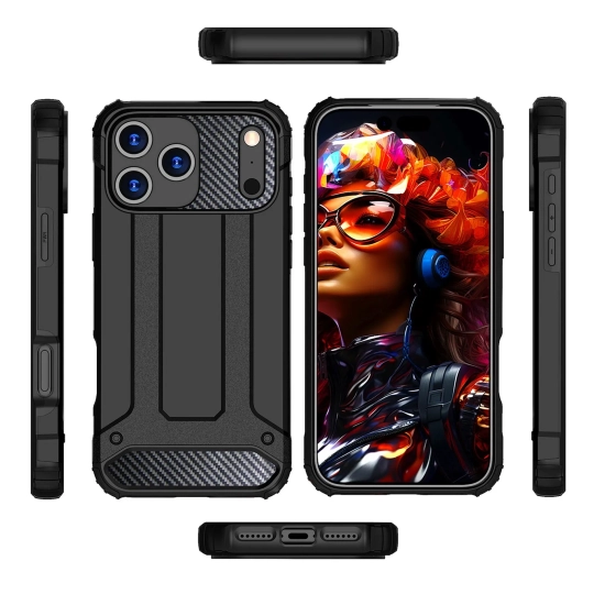 HURTEL Etui pancerne na iPhone 17 Pro Hybrid Armor - czarne