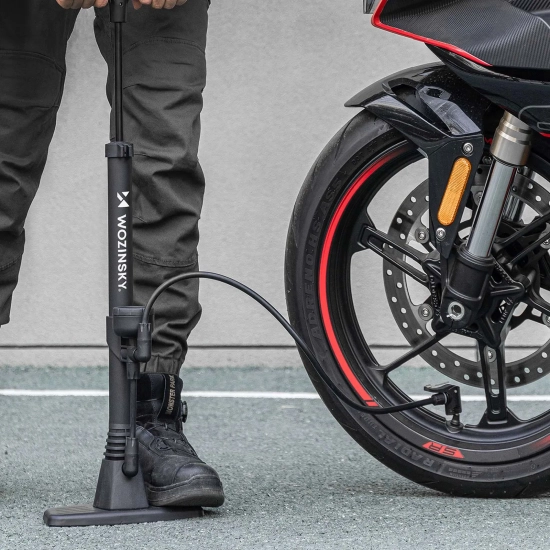 WOZINSKY Pompka rowerowa podłogowa z manometrem 160 PSI 11 bar - czarna