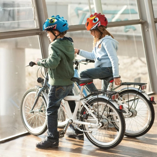 WOZINSKY Kask rowerowy dziecięcy lekki 50-54 cm - czerwony smok
