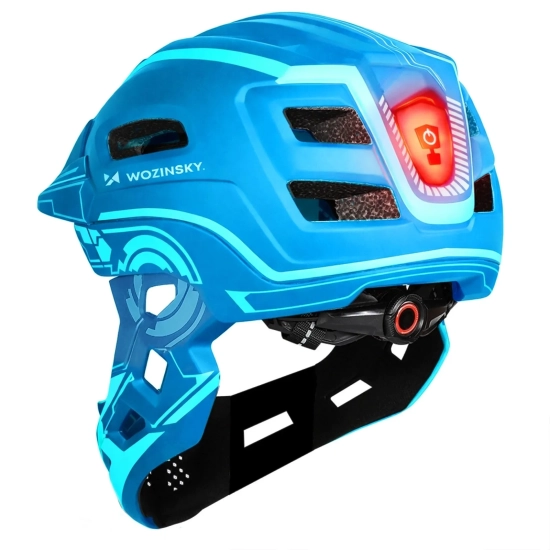 WOZINSKY Kask rowerowy fullface dziecięcy z tylną lampką USB 52-56 cm