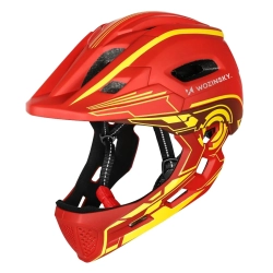 WOZINSKY Kask rowerowy fullface dziecięcy z tylną lampką USB 52-56 cm